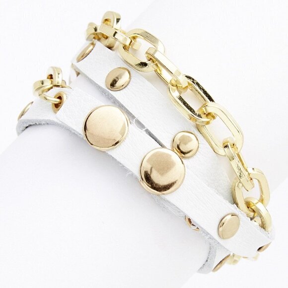 NWOT Geneva Platinum White & Gold 'Love' Rhinestone Wrap Bracelet Watch - Picture 3 of 8